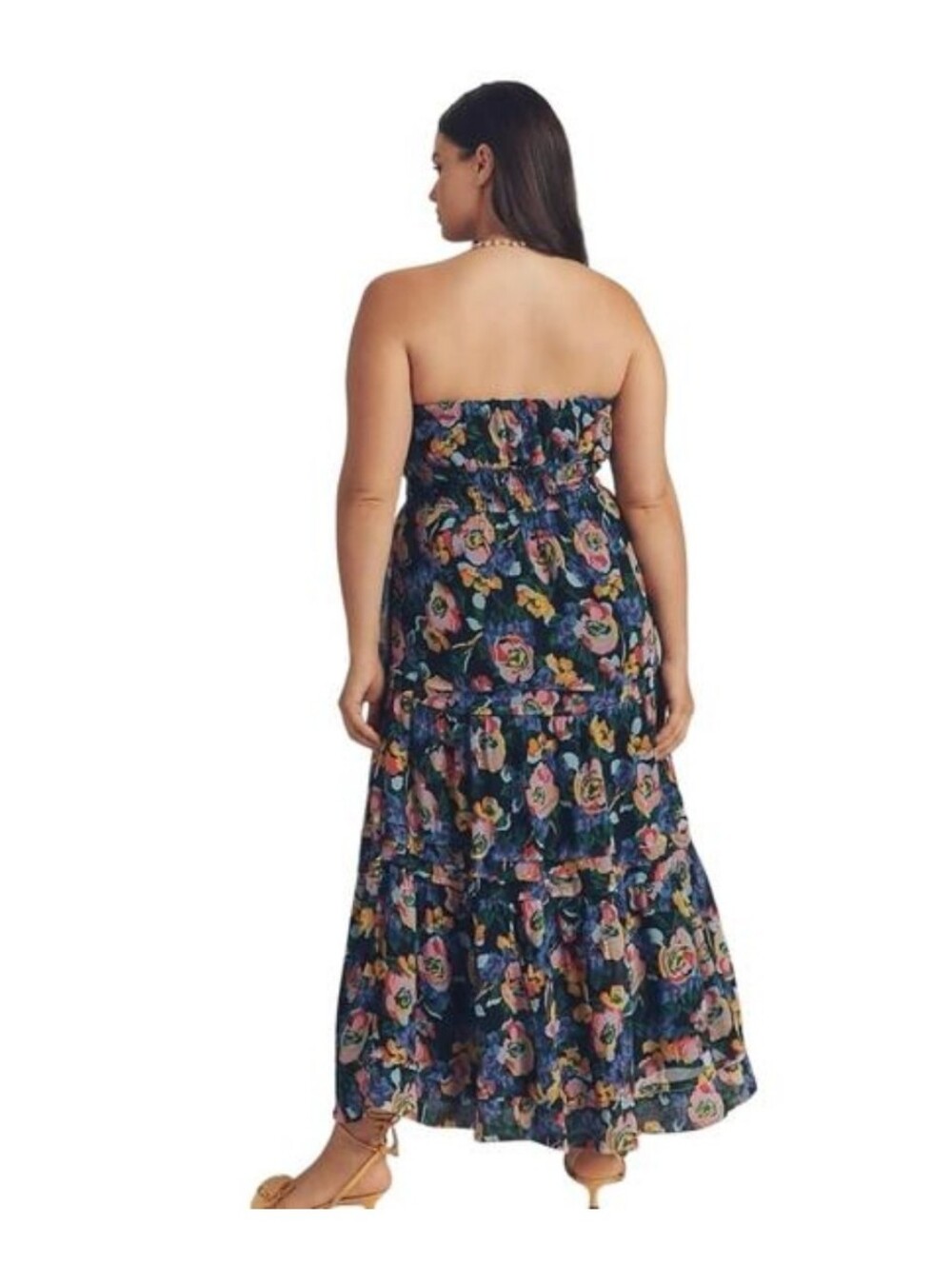 Anthropologie The Strapless Floral Elastic Waist Somerset Maxi Dress Pockets XL - Picture 14 of 14
